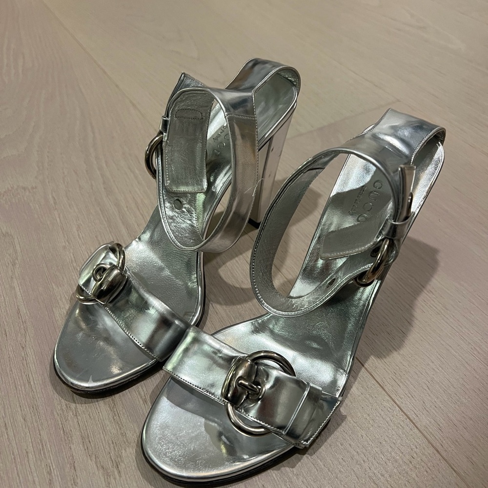 Silver High Heel Sandals